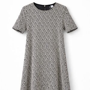 Divided Monochrome Geometric Midi Dress